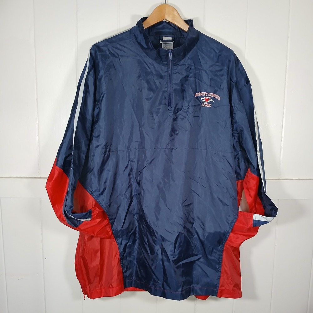 Disney‎ Cruise Line Windbreaker Mens XL/XXL Navy Red Colorblock Quarter Zip BL4